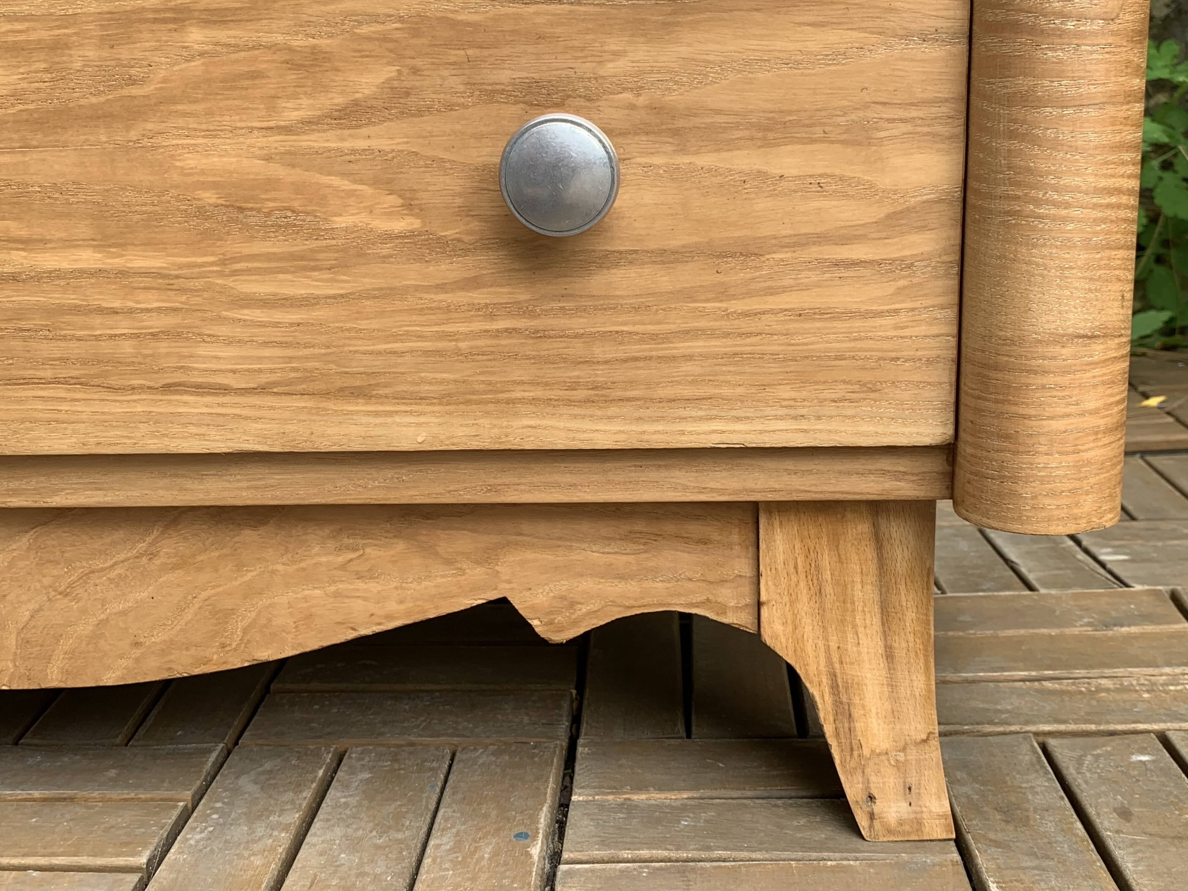 Raw oak art deco chest of drawers