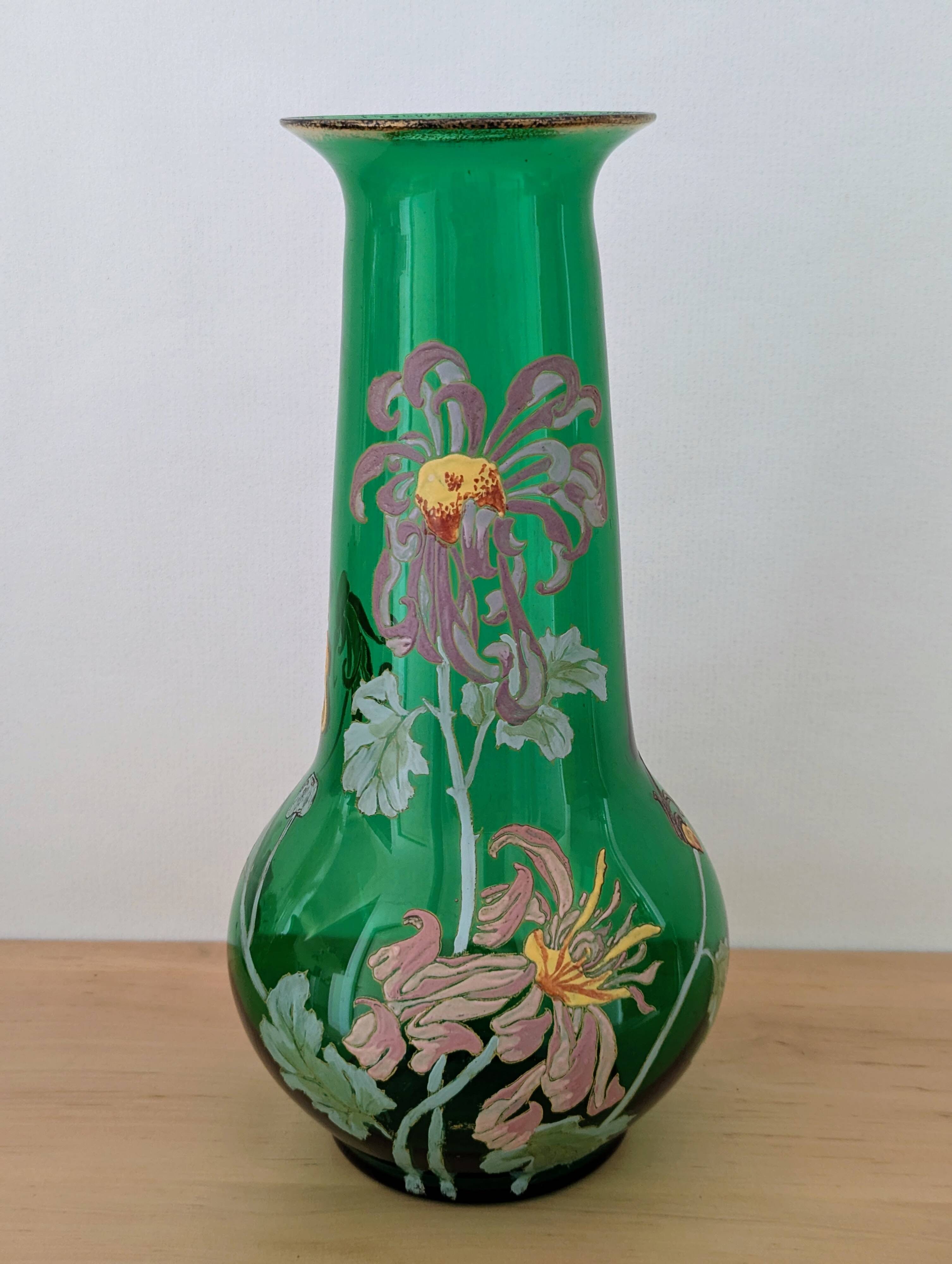 Art Nouveau vase in hand-painted blown glass – Legras style