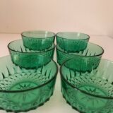 Mint-colored pressed glass bowls