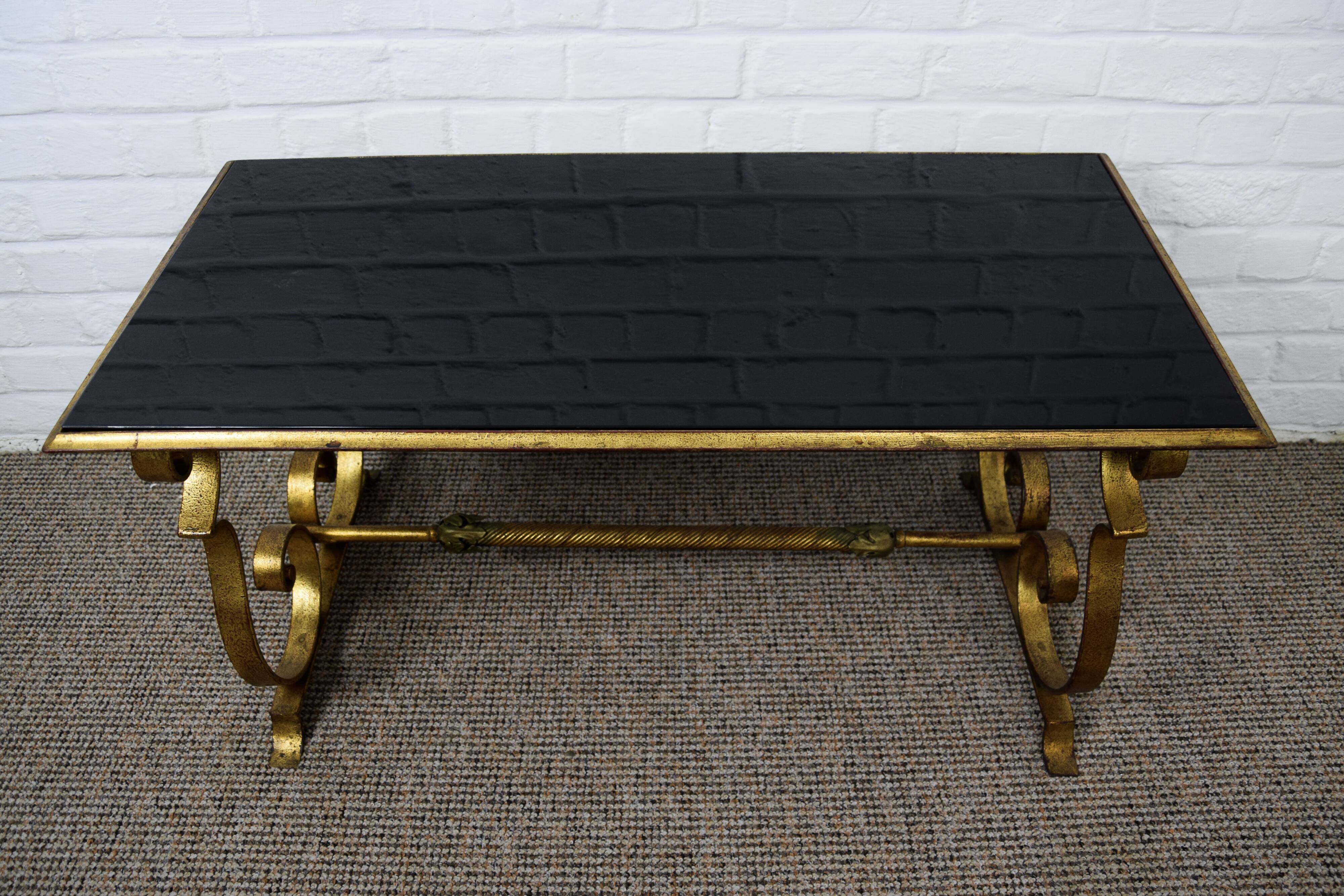 Golden wrought iron coffee table