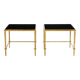 Paire de tables d’appoint fer doré laque noire Maison Ramsay 1950
