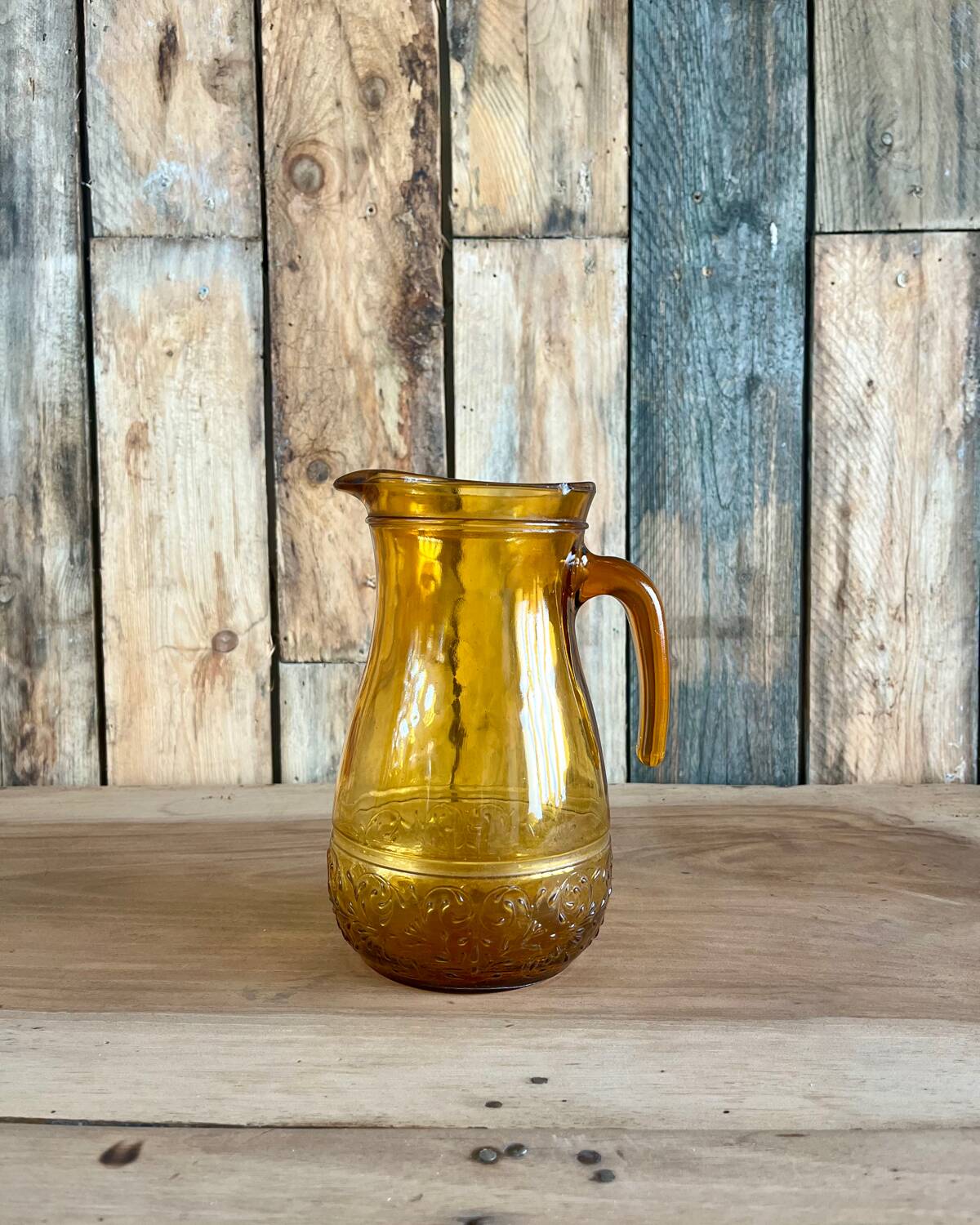 70s yellow glass pitcher