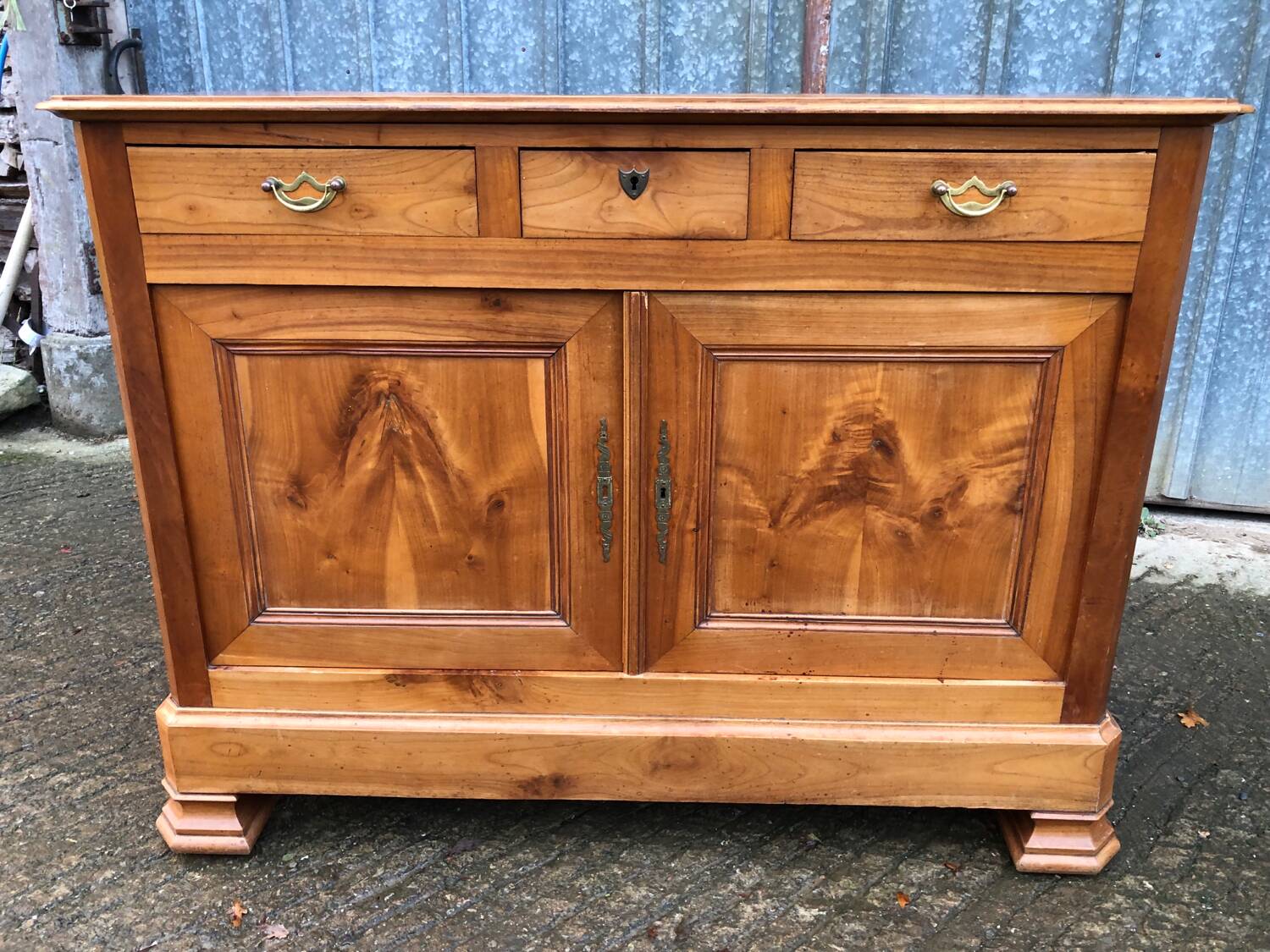 Antique low sideboard in solid cherry wood