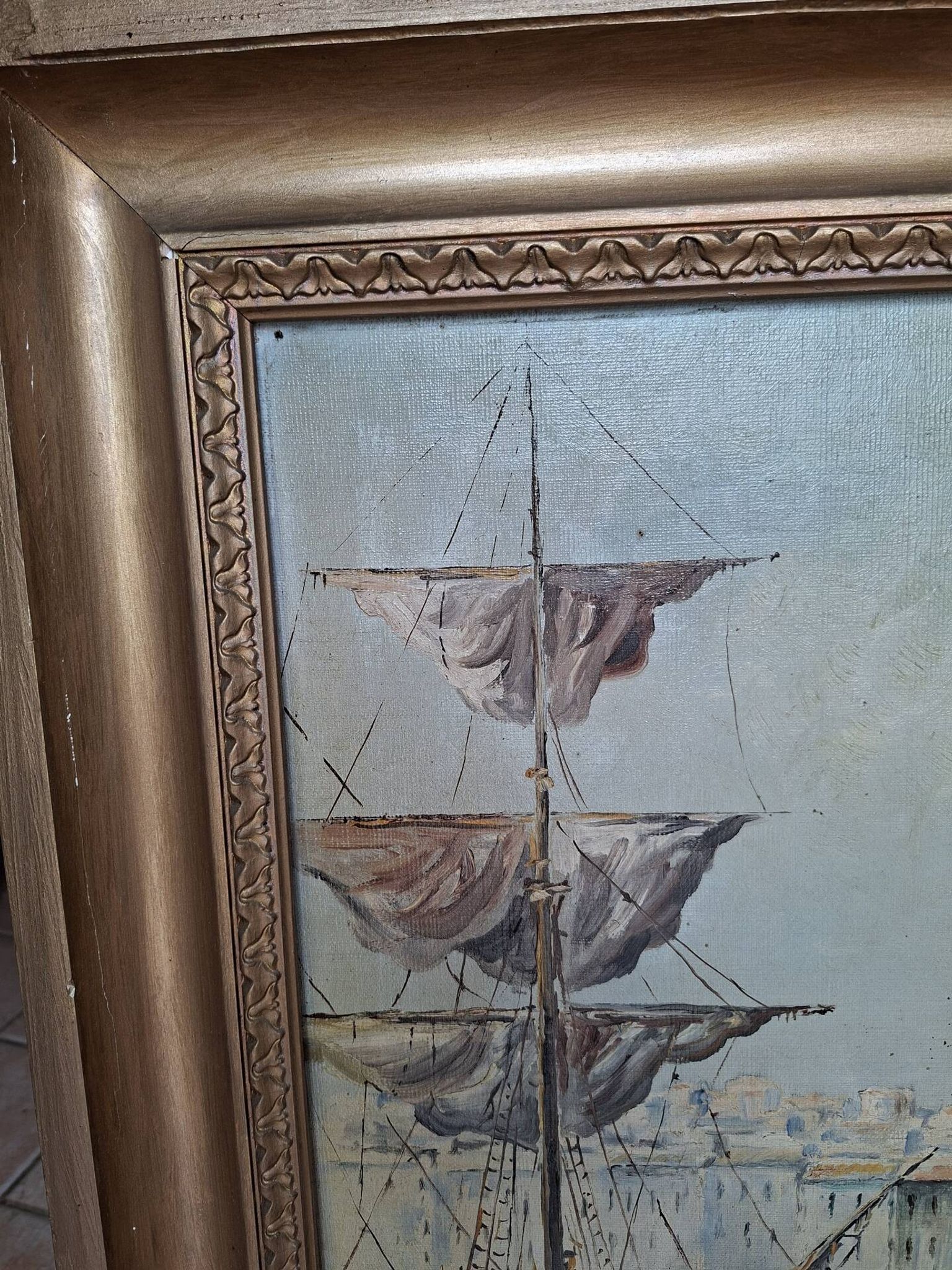 Peinture marine xixe sur toile signée J Alberti