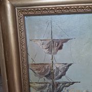 Peinture marine xixe sur toile signée J Alberti
