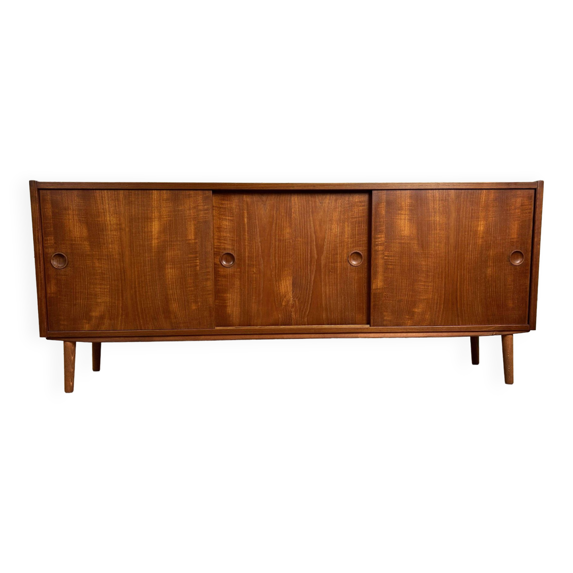 Vintage Scandinavian teak sideboard with 3 sliding doors, 1960s