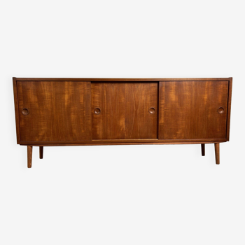 Vintage Scandinavian teak sideboard with 3 sliding doors, 1960s