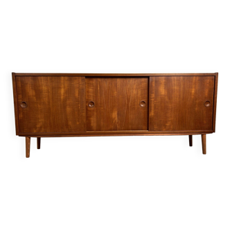 Vintage Scandinavian teak sideboard with 3 sliding doors, 1960s
