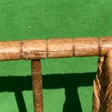 Pair german bobbin turned side chairs with rush seat