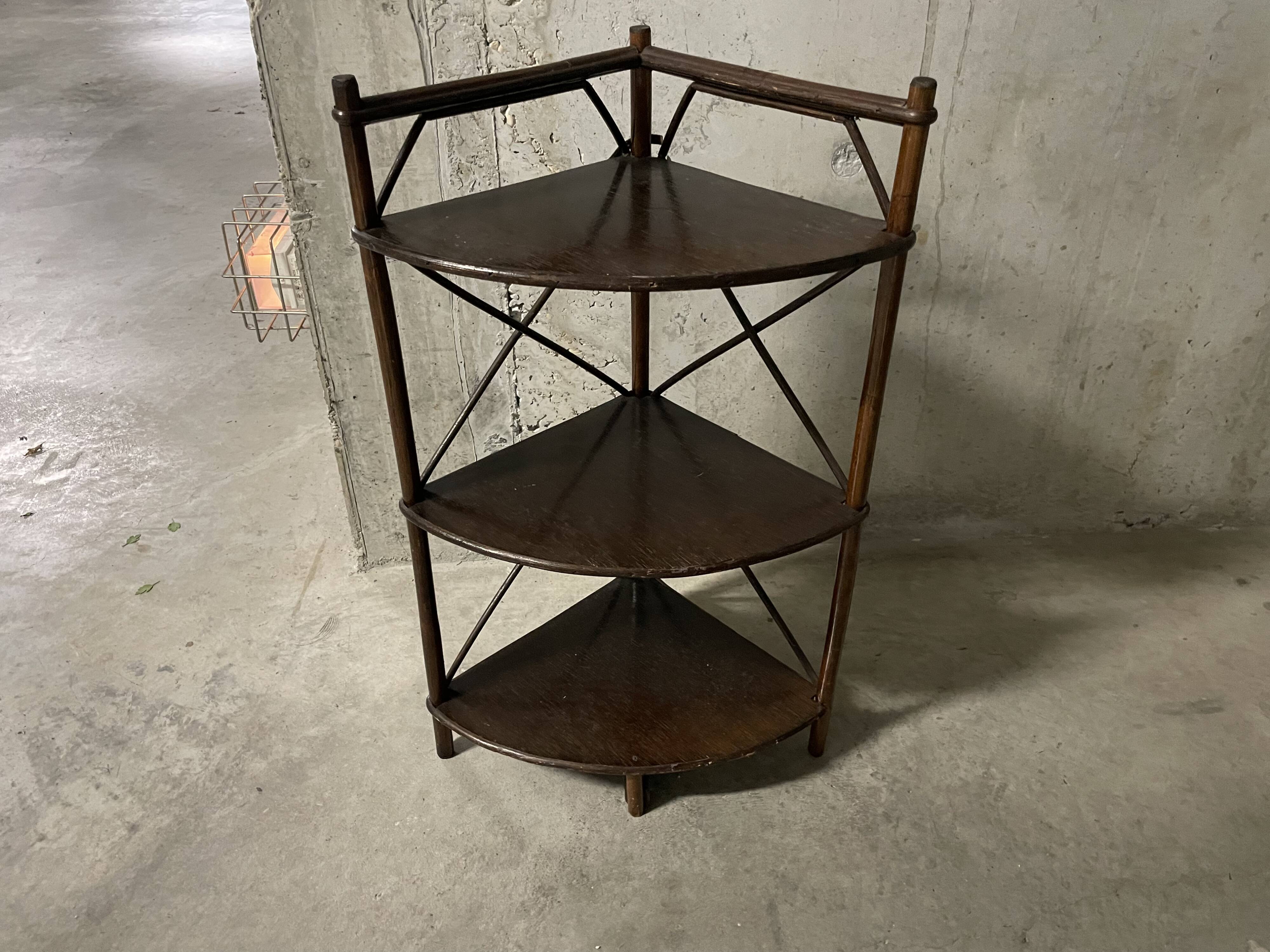 70s rattan corner cabinet