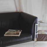 Scandinavian sofa - 2-seater leather and chrome - beke - vintage