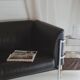 Scandinavian sofa - 2-seater leather and chrome - beke - vintage