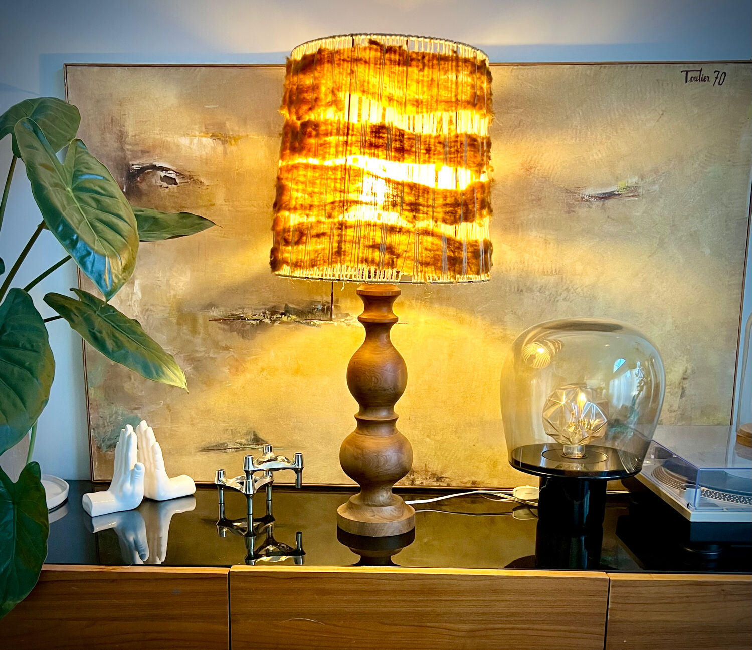 Vintage / bohemian chic wooden lamp