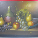 Oil on canvas Still life fruit cup - signature to identify