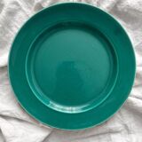 Plat rond en faïence vert vintage