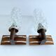 Pair Vintage Danish Bubble Blass Wood sconces