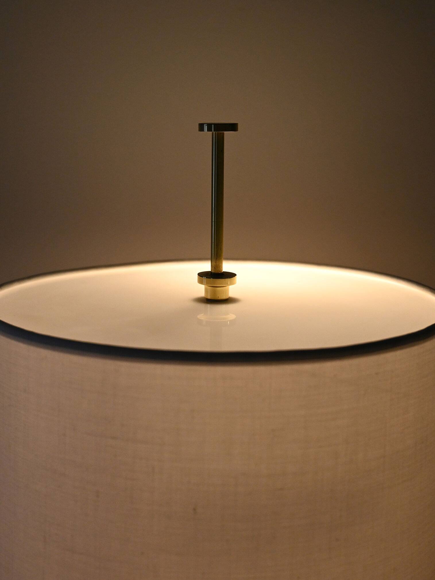 Vintage Scandinavian Brass and Fabric Floor Lamp