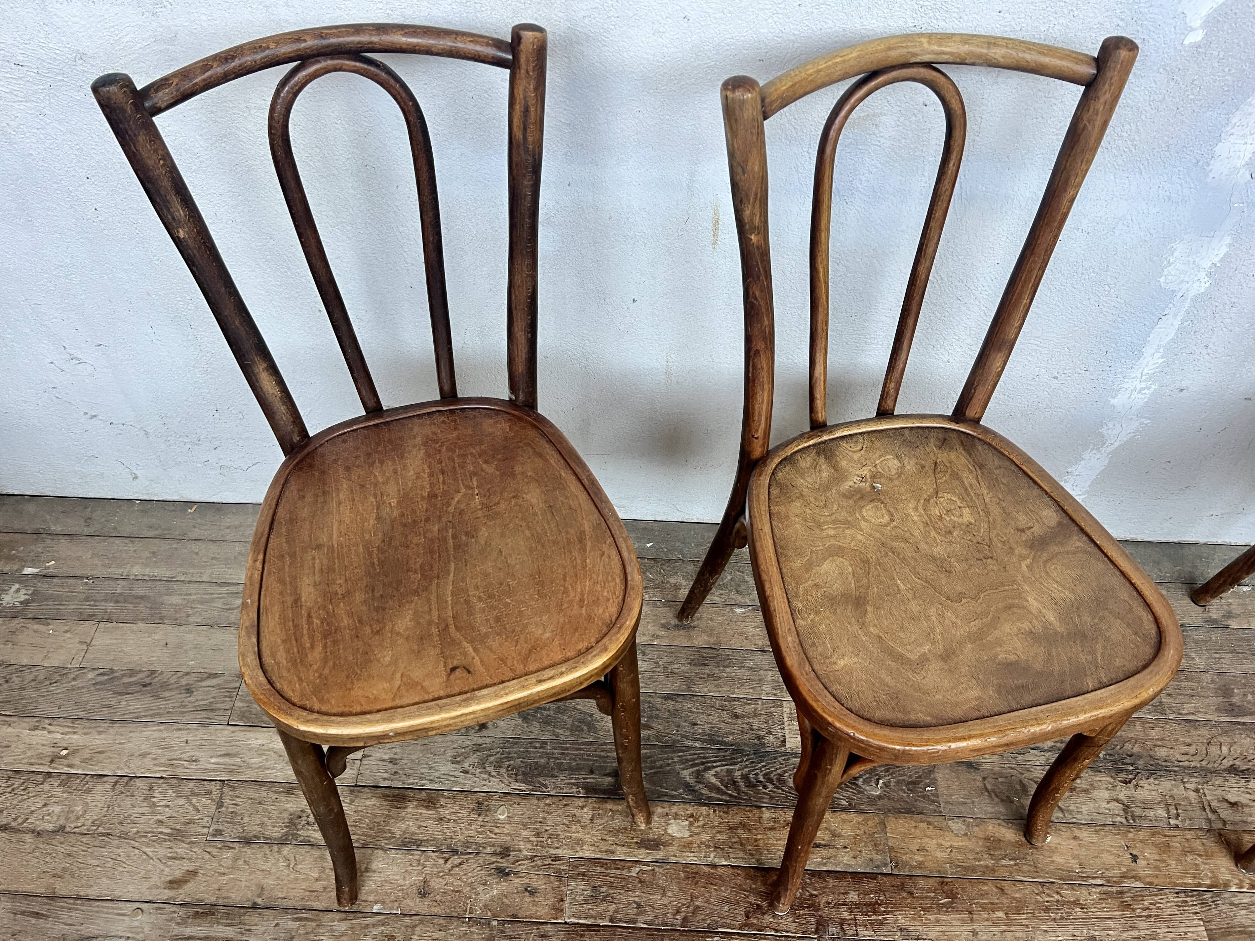 Set of 4 vintage wooden bistro chairs