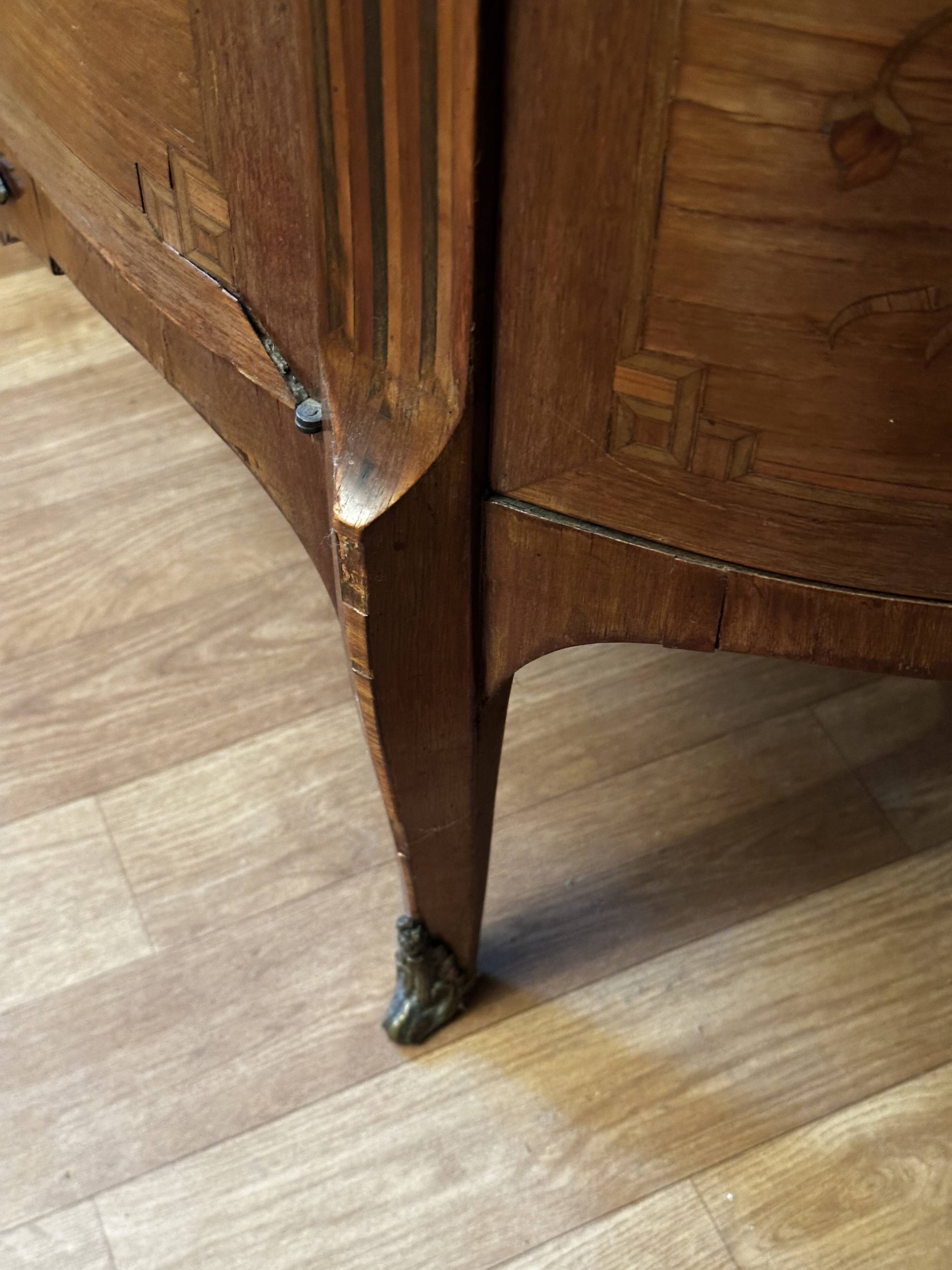 Louis XVI Style Half-Moon Chest of Drawers with Marquetry