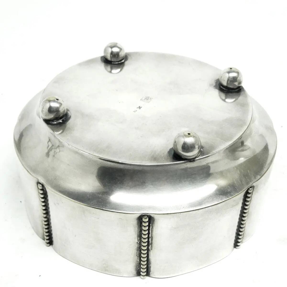 Art Deco sugar bowl, silver-plated brass, Germany, 1930s
