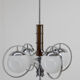 Art deco opaline glass wood and chrome chandelier, 1930s