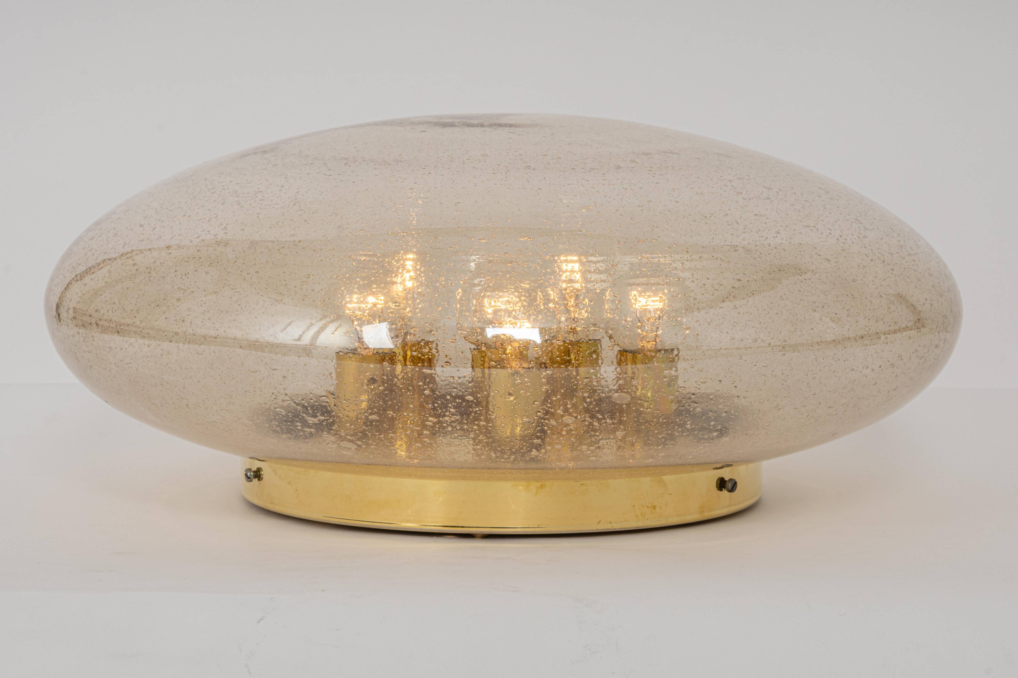 Large smoked glass ceiling light by Limburg, Germany, 1960s.