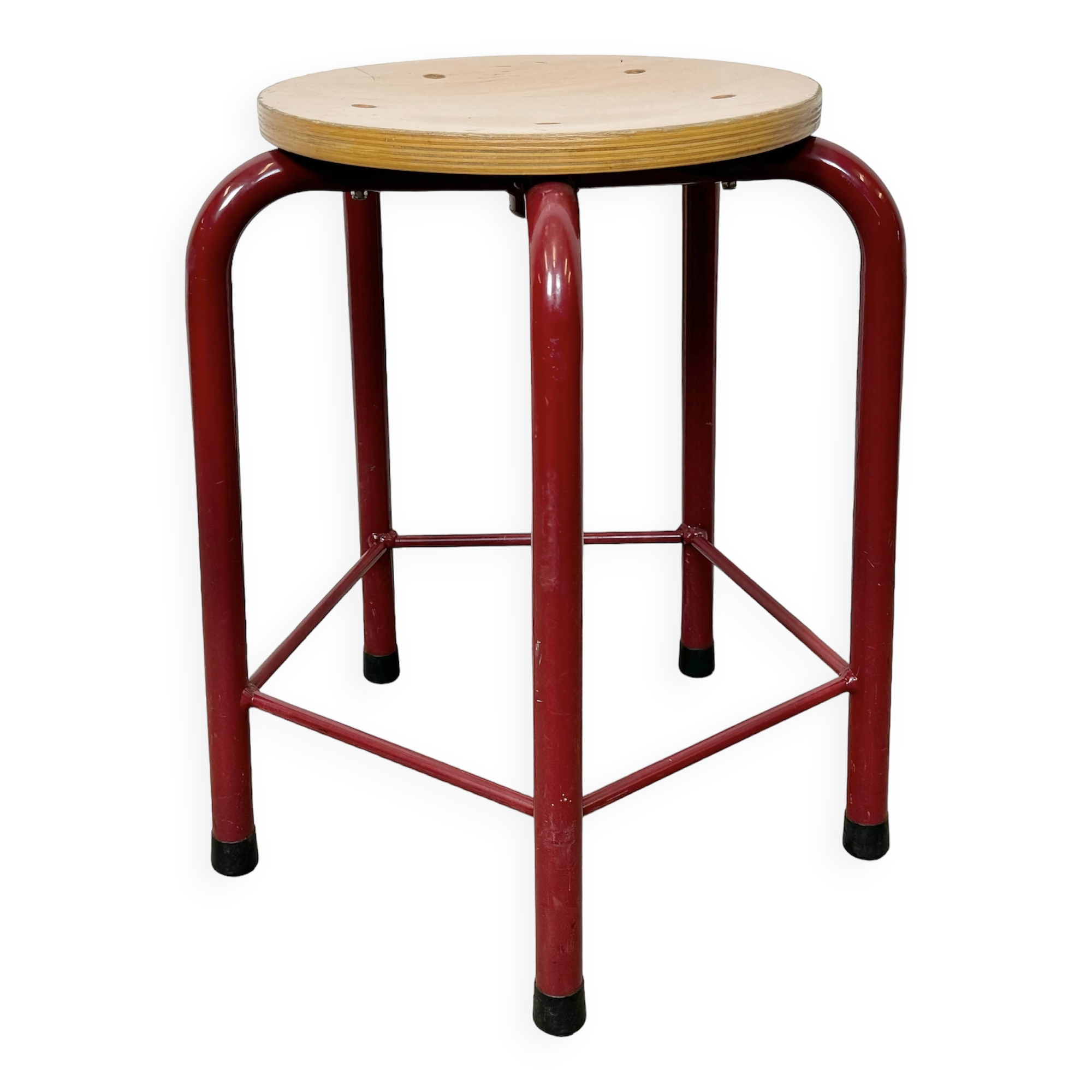 Vintage Industrial School Stool, 1970s