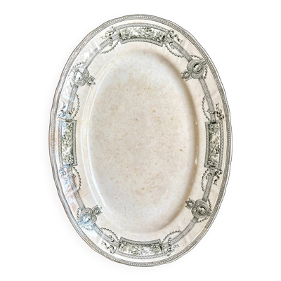 Plat ovale en terre de fer St Amand et Hamage, service ''Médaillon