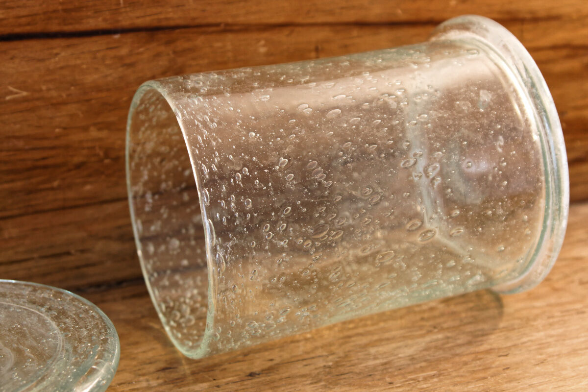 Bubbled glass jar, Biot