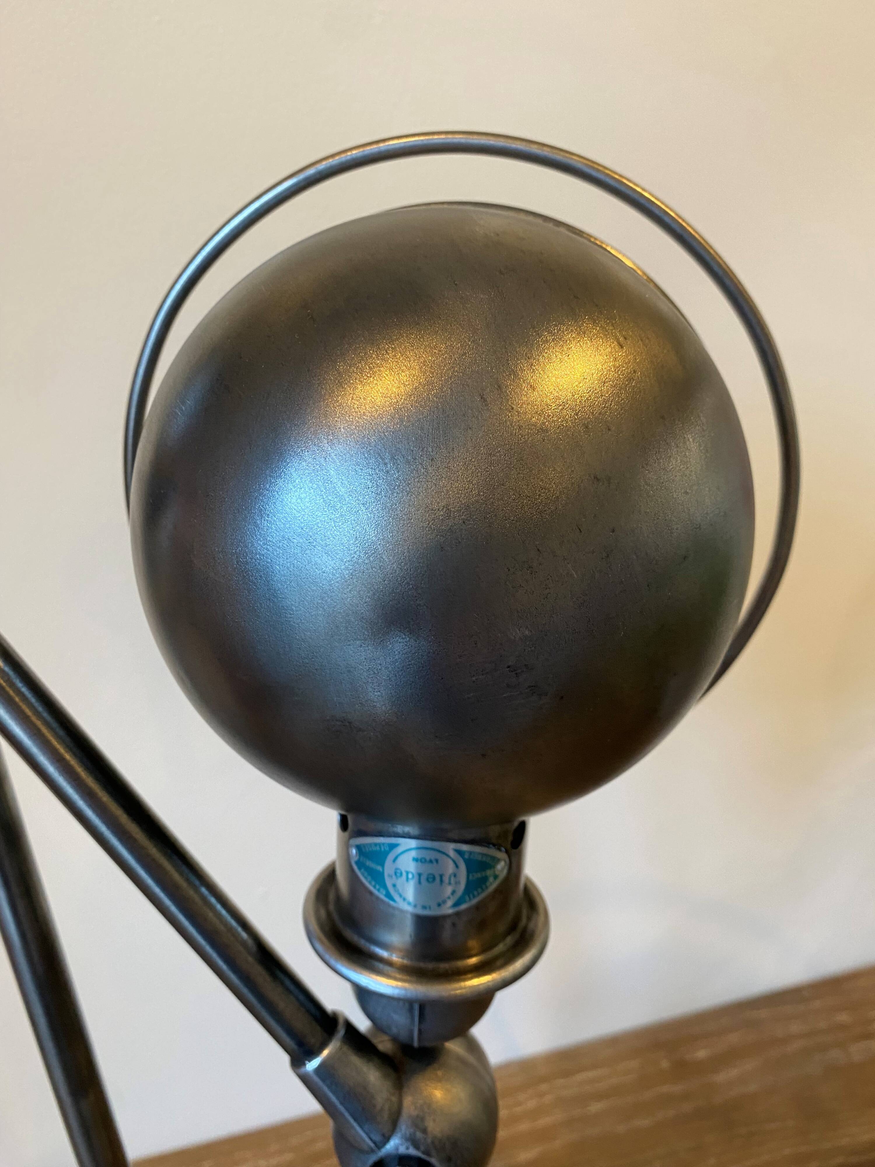 Jieldé lamp 2 arms 40+25cm industrial graphite Jean Louis Domecq 1950