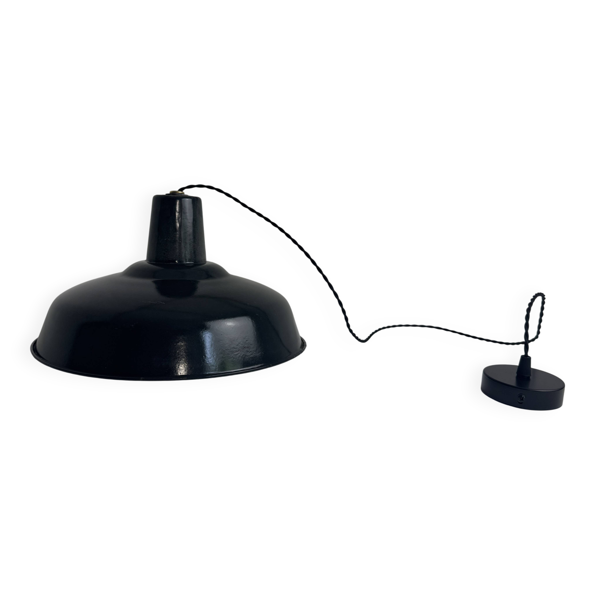 Old enamelled workshop suspension 36 cm industrial