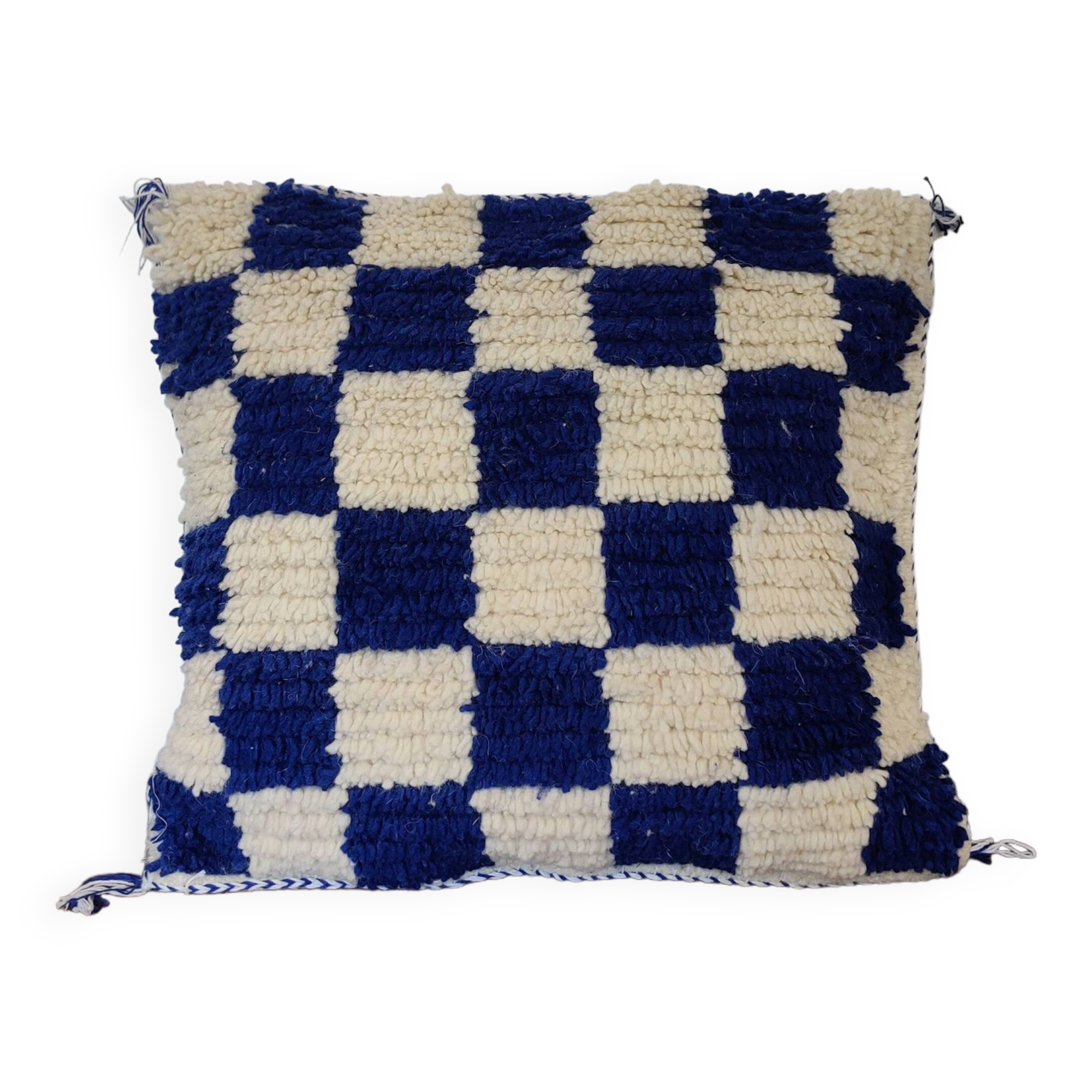 Berber cushion Damier Bleu Béni Ouarain