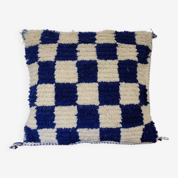 Coussin berbère Damier Bleu Béni Ouarain