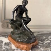 Hermès at rest, bronze Grand Tour, black and green patina, 19th century