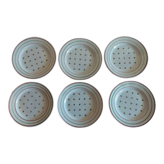 Series of six Lunéville KG earthenware dessert plates