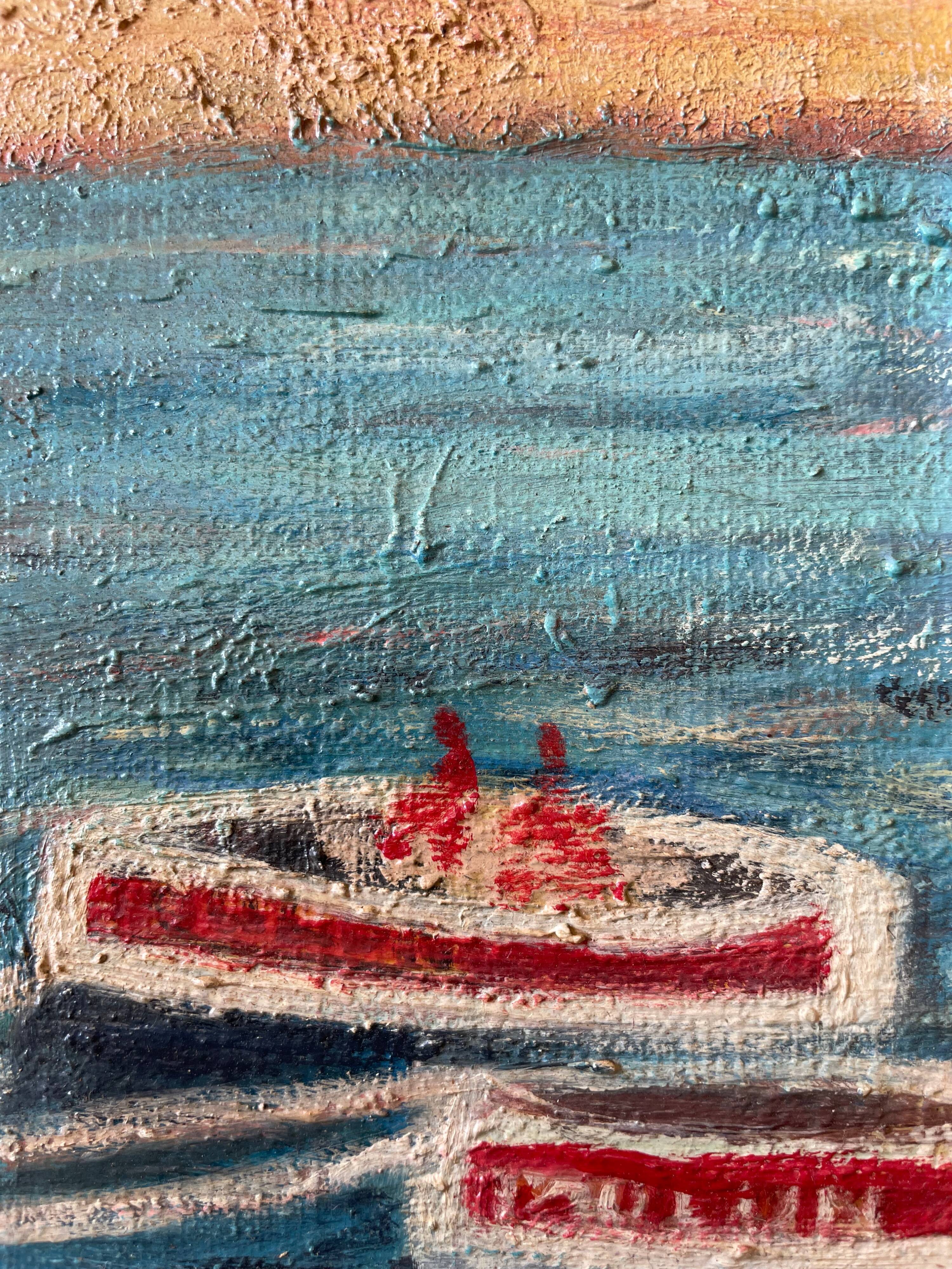 Modern painting Saint Tropez, the Ponche XXth