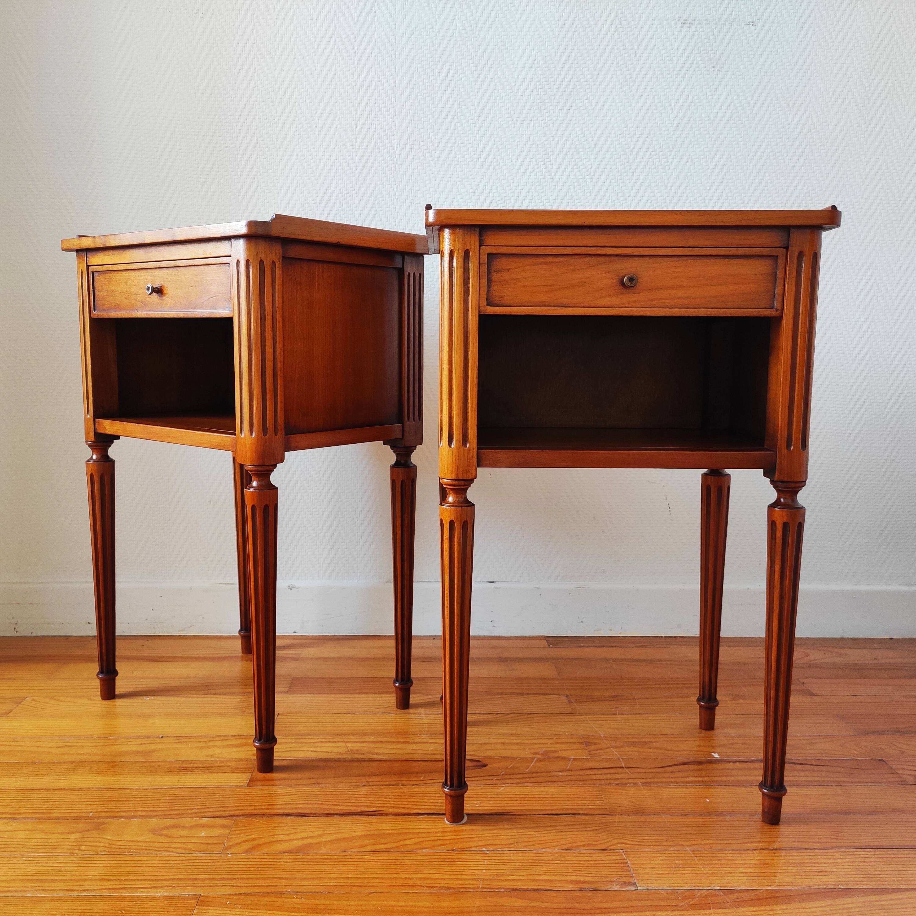 Pair of Louis XVI style bedside tables