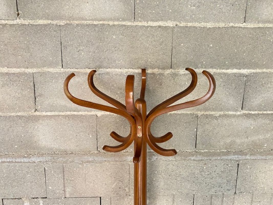 Coat rack swivel parrot Baumann bistro style 1960 curved wood