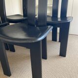 Set of 4 chairs black leather Pietro Constantini Italy 1970