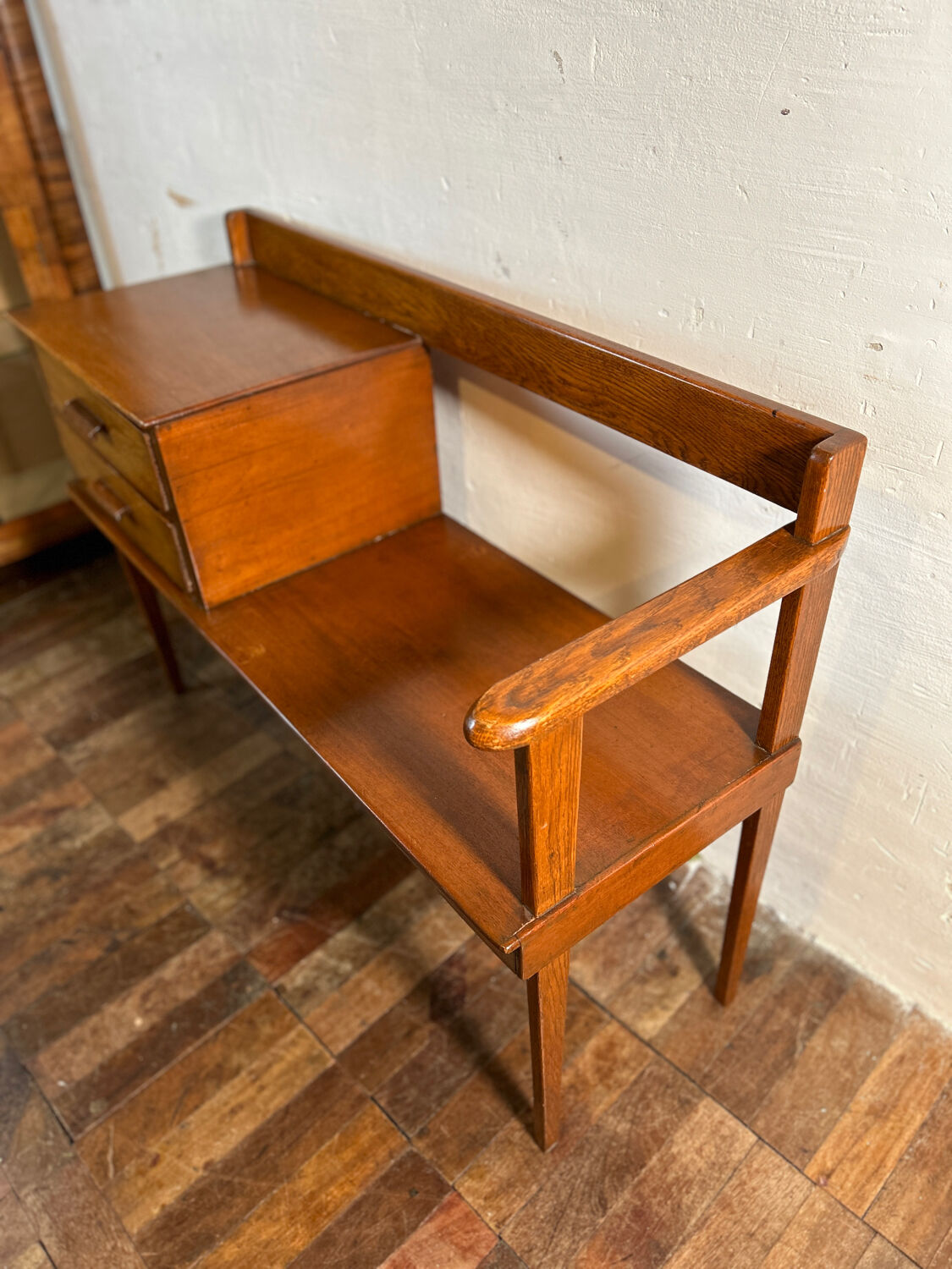 Mid Century Retro Vintage Teak Telephone Seat 1960
