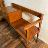 Mid Century Retro Vintage Teak Telephone Seat 1960