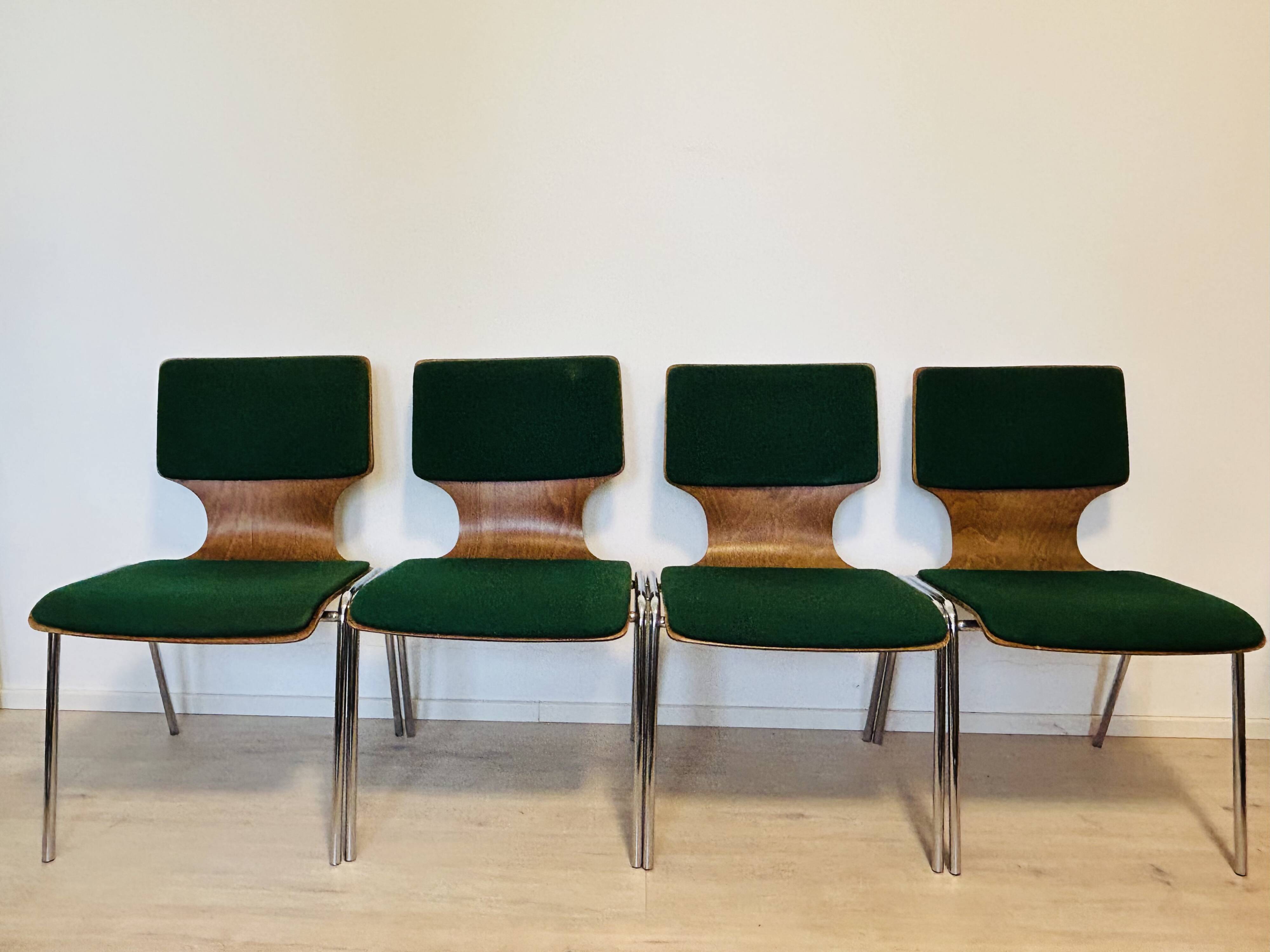 Vintage School Chairs from Denmark 1970’s Set of 4