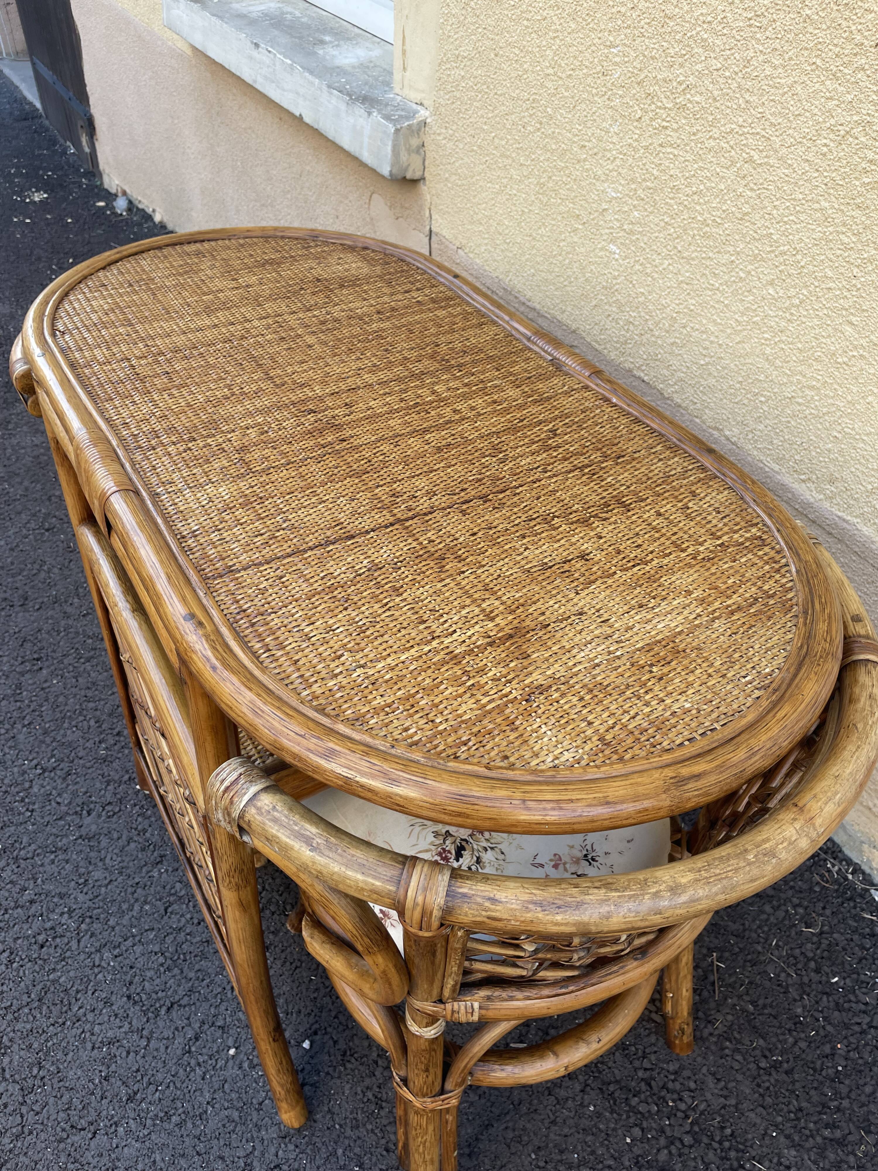 Rattan bamboo table and chairs set