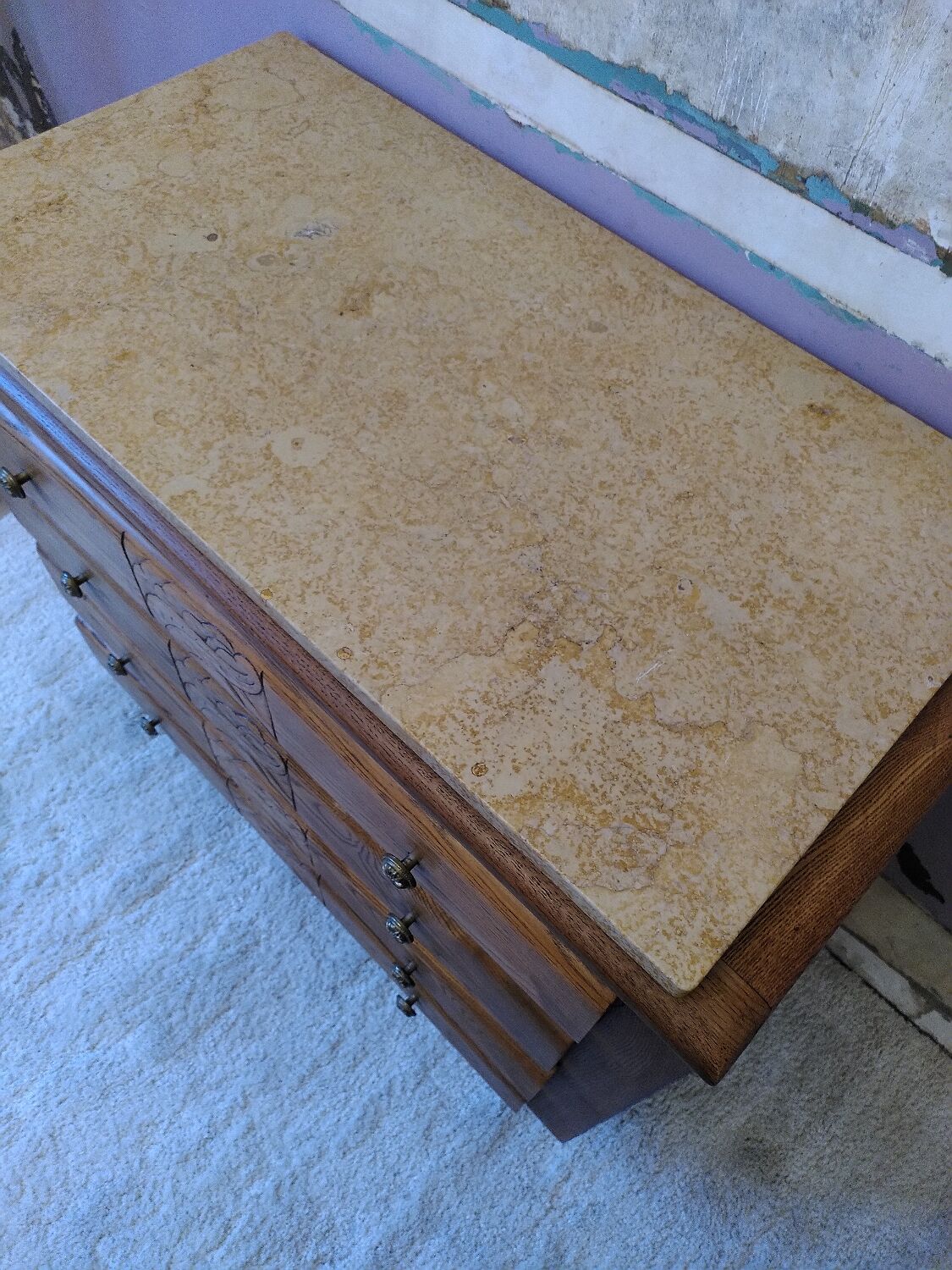 Art Deco chest of drawers, marble top