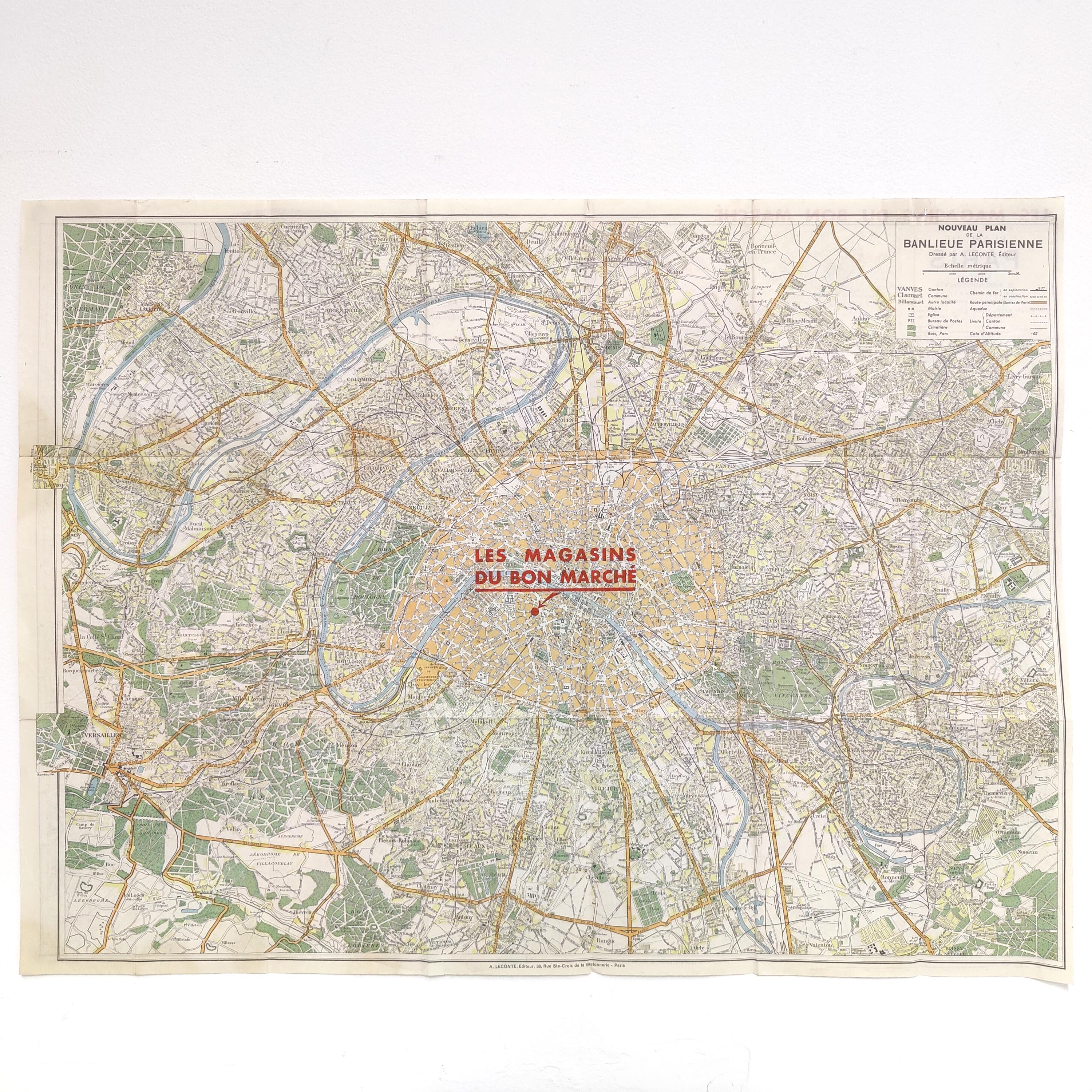 Carte vintage Paris et ses quartiers 1970