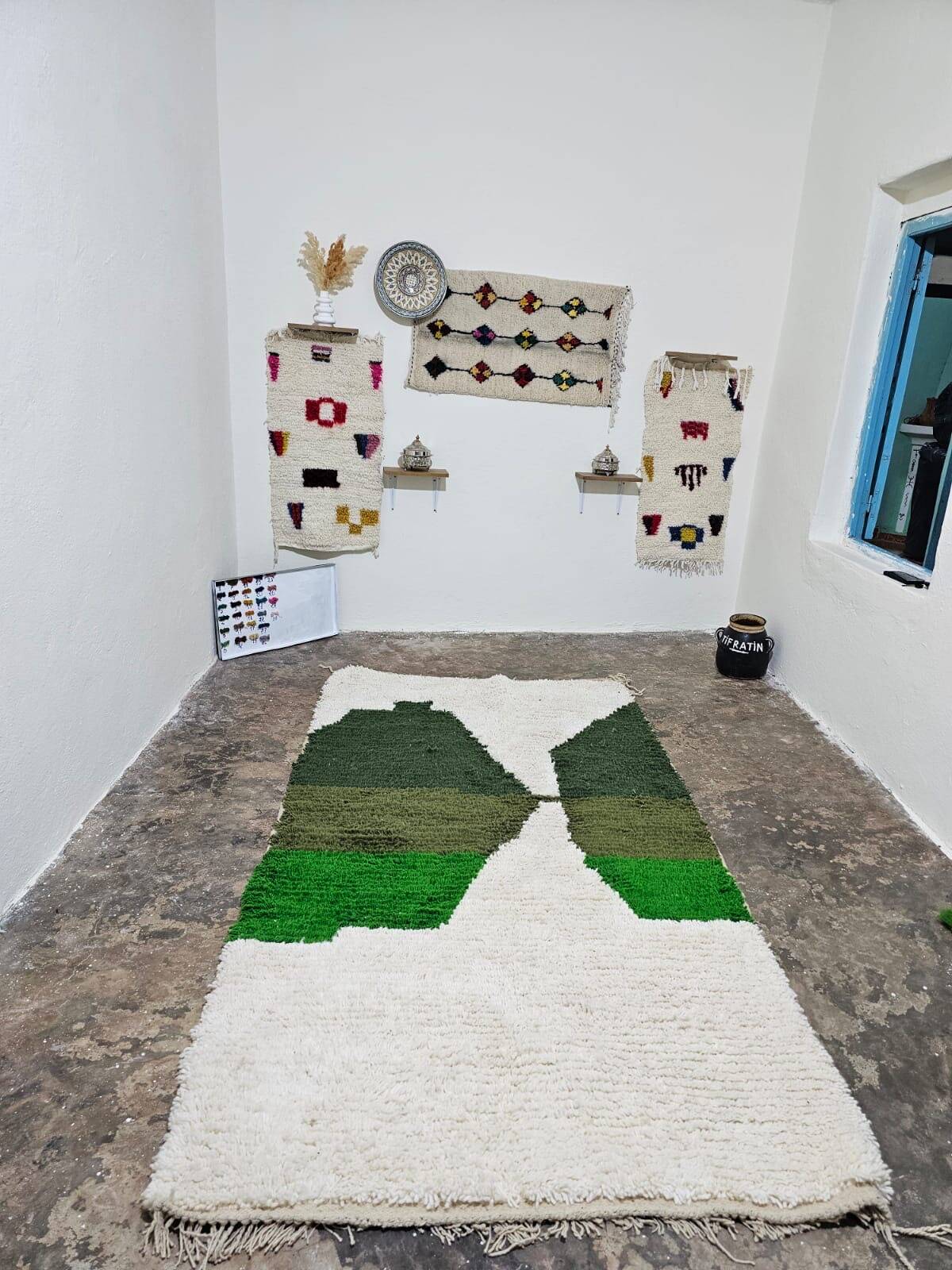 Tapis berbère vert en laine 140/260cm