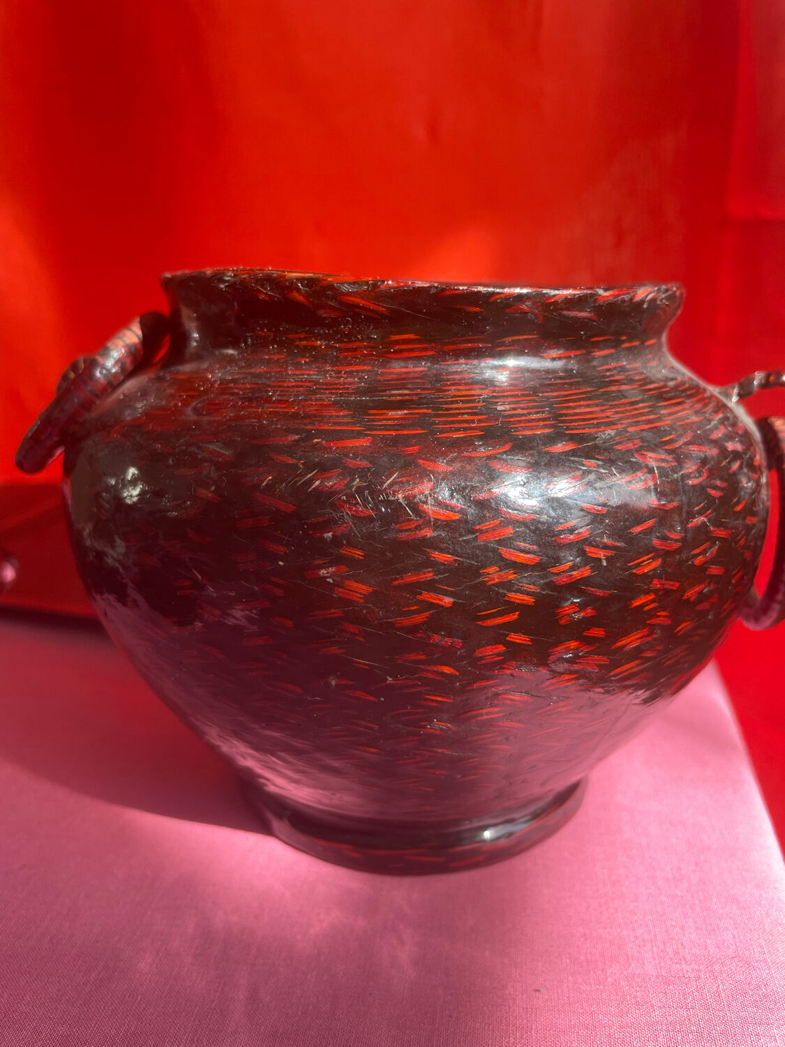 Vintage Japanese woven bamboo vase