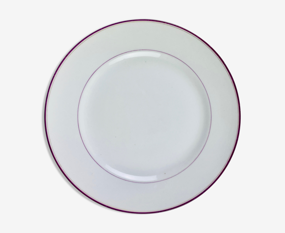 6 assiettes porcelaine haviland or et fushia