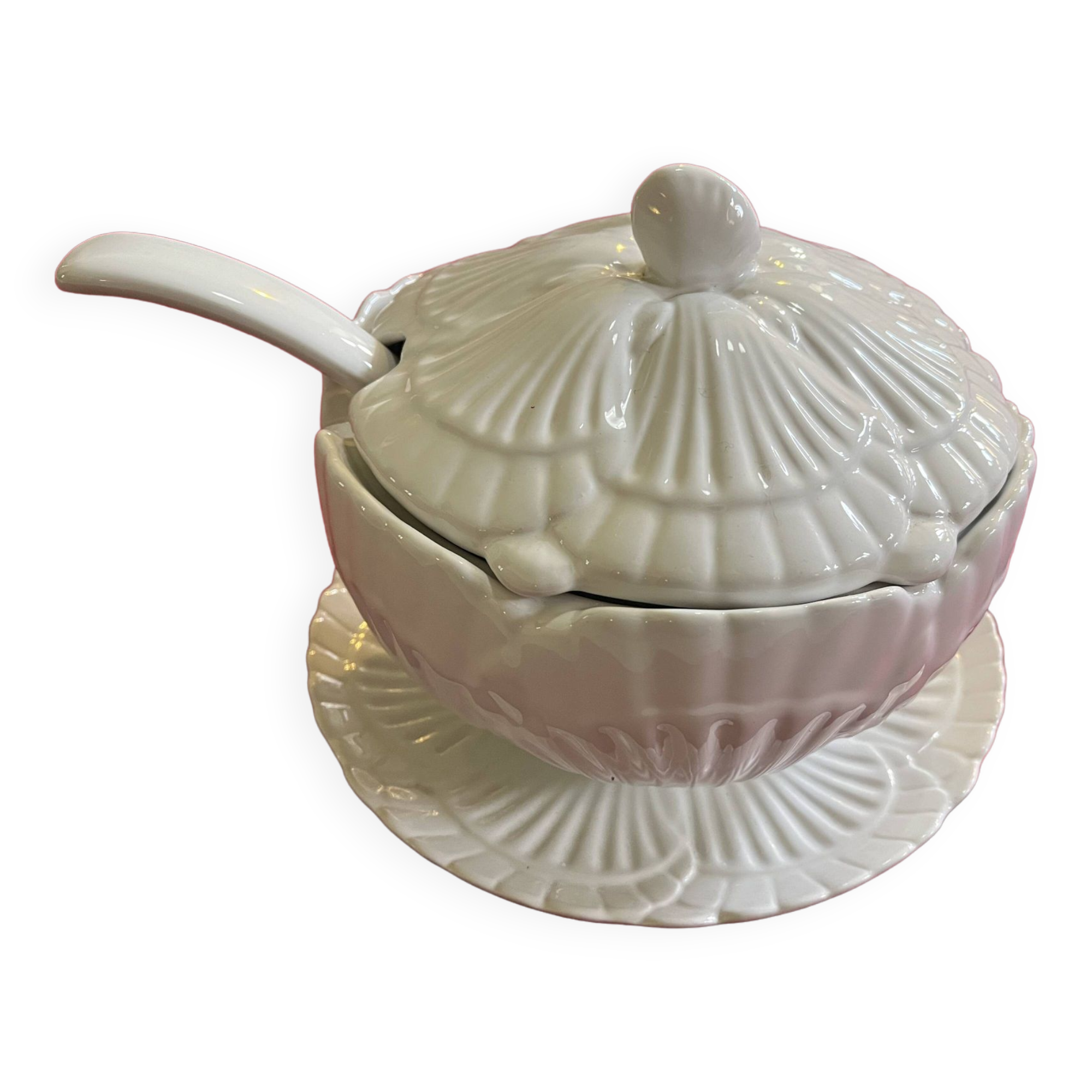 Barbotine Earthenware Shell Soup Tureen by Elpa Portugal, 1960s