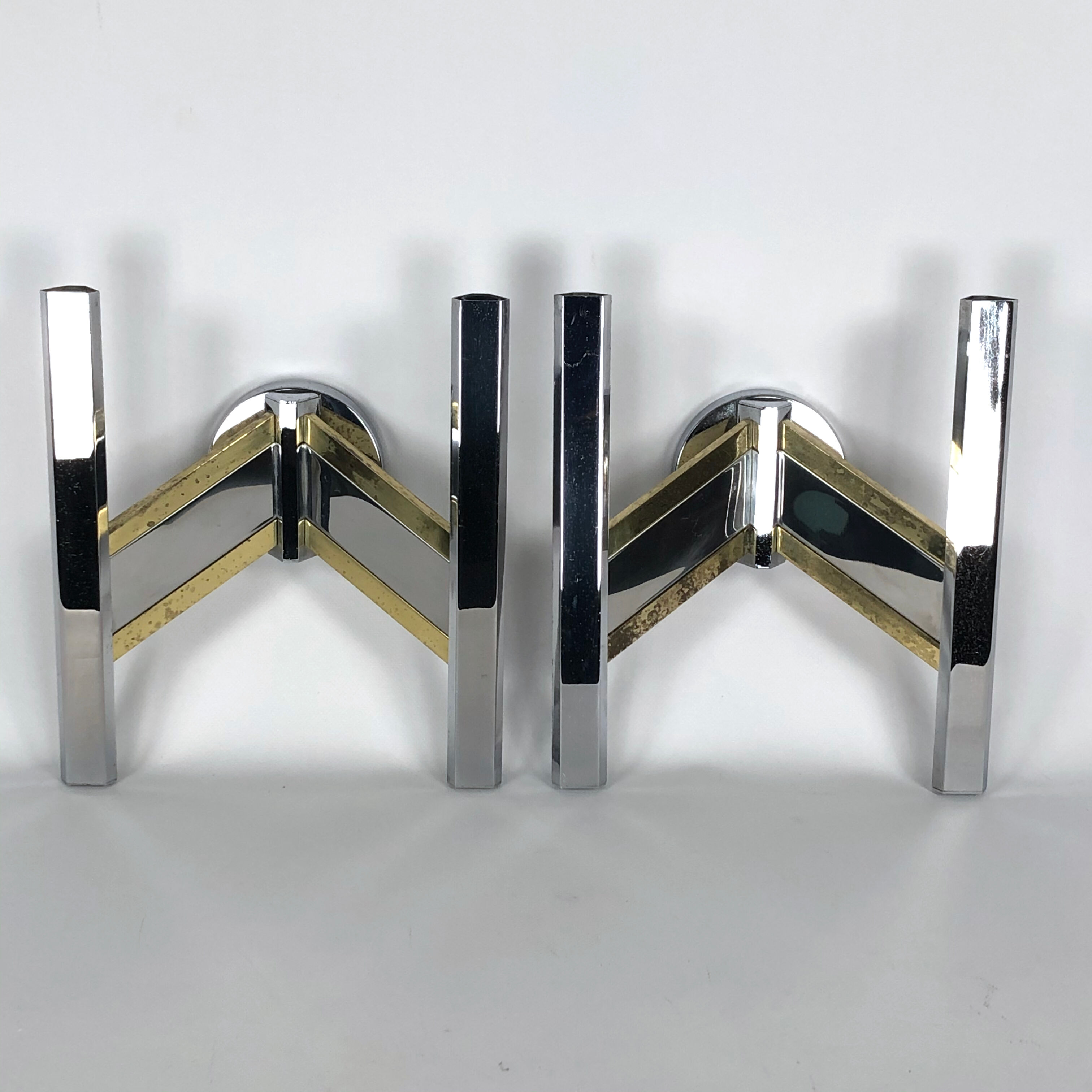 Pair of brass and chrome sconces from Sciolari 70